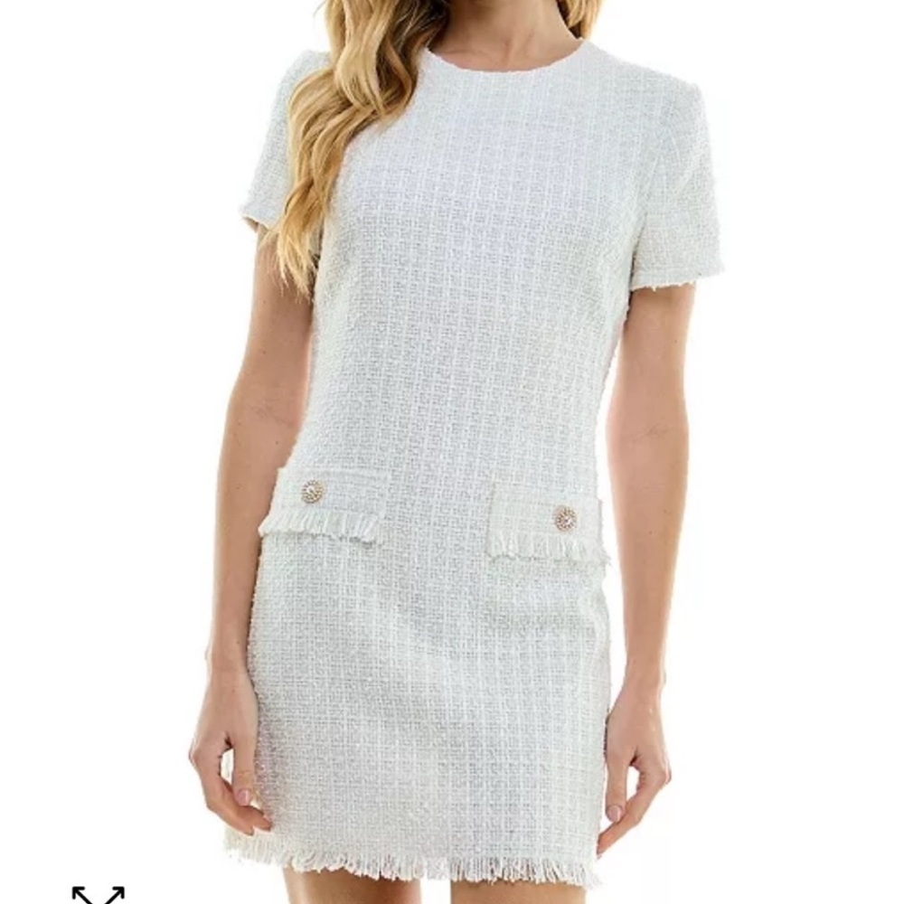 BEPOP White Tweed Dress Women’s Size Large